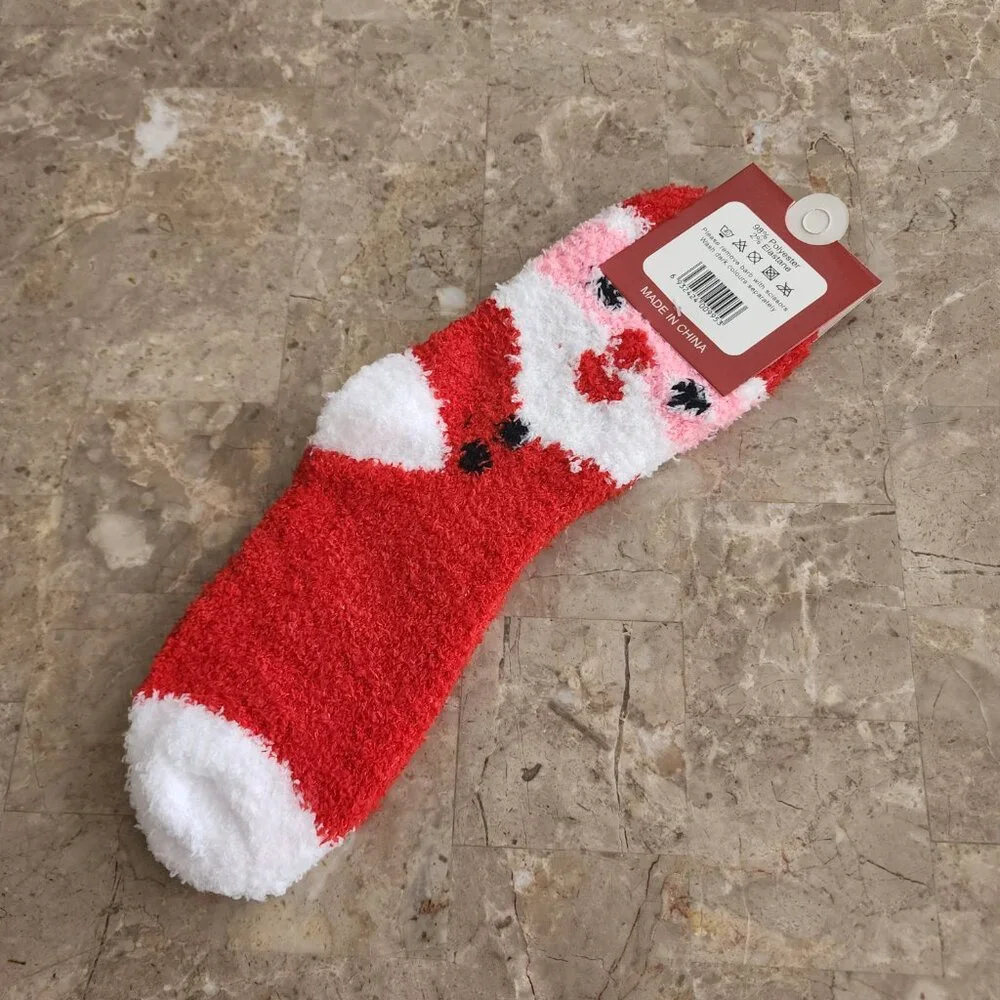 Women's Colorful Christmas Fluffy Socks (2pk)